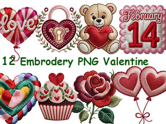 Reviewing Valentine’s Day Embroidery PNGs Clipart for Holiday Sales